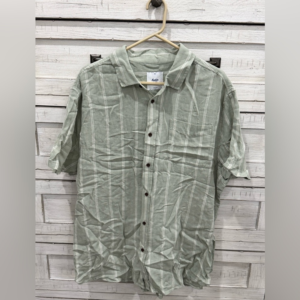Katin Sage Green Striped Men's Shirt